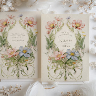 Art Nouveau Wildflower Wedding Invitation