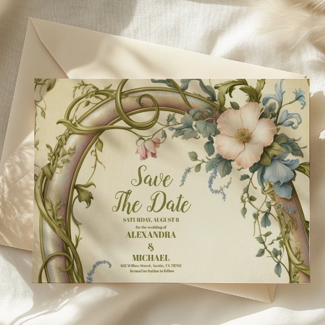Art Nouveau Wildflower Wedding Save The Date (Creator Uploaded)