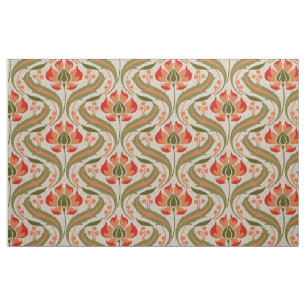 Art Nouveau Wildflowers, Persimmon Fabric
