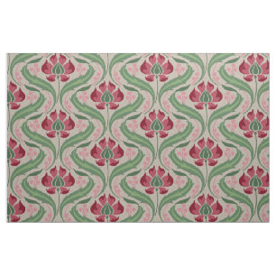 Art Nouveau Wildflowers, Pink Fabric
