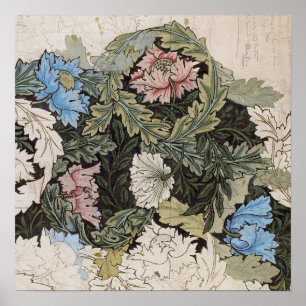 Art nouveau william morris floral pattern sketch poster