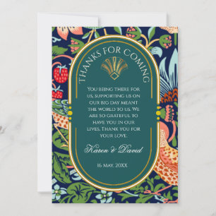 Art Nouveau William Morris Gold Tone Strawberry Thank You Card