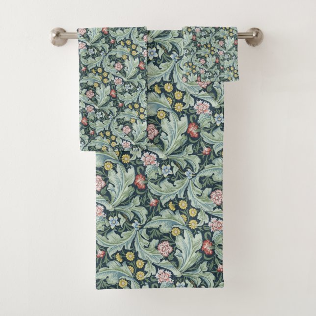Art nouveau William Morris Leicester Flowers Folia Bath Towel Set (Insitu)