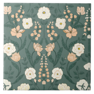 Art Nouveau William-Morris Pattern Ceramic Tile