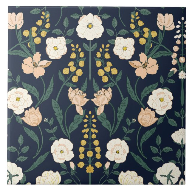 Art Nouveau William-Morris Pattern Ceramic Tile (Front)