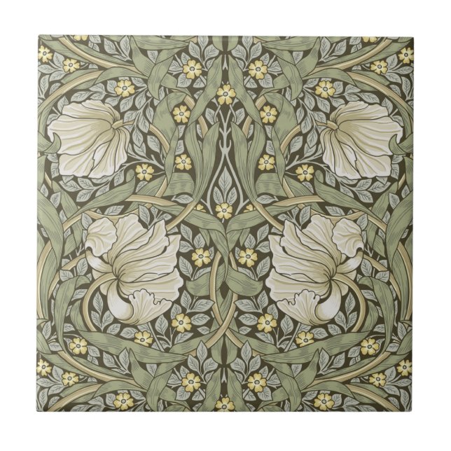 Art Nouveau,William Morris pimpernel floral design Ceramic Tile (Front)