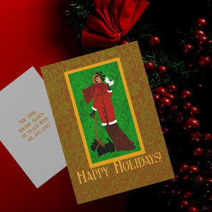 Art Nouveau William Morris Scottie Christmas Card