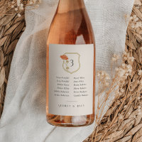 Art Nouveau Wine Bottle Table Number & Guest List