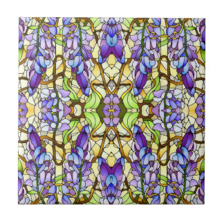 Art Nouveau Wisteria Faux Stained Glass Pattern Ceramic Tile