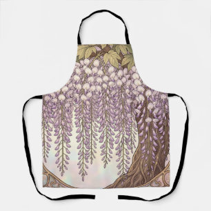 Art Nouveau Wisteria Floral Gold Frame Apron