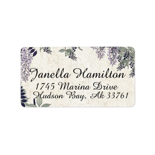 Art Nouveau Wisteria Flowers Address Labels (Front)