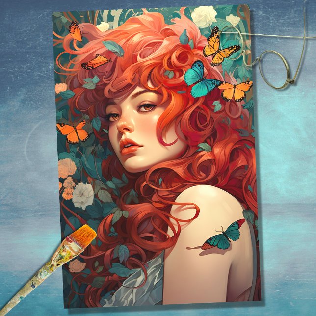 Art Nouveau Woman 4 Decoupage Paper (Creator Uploaded)