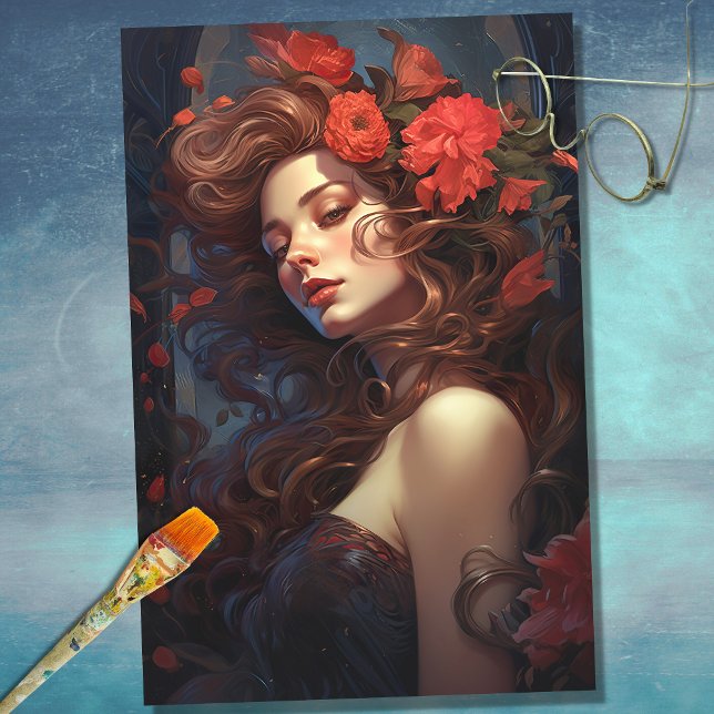 Art Nouveau Woman 5 Decoupage Paper (Creator Uploaded)