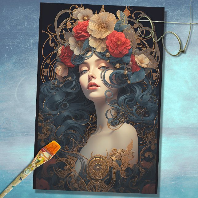 Art Nouveau Woman 6 Decoupage Paper (Creator Uploaded)