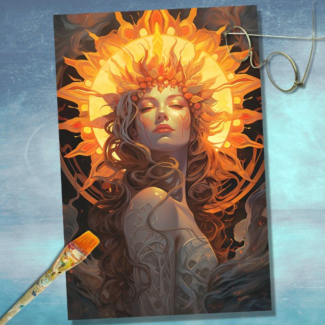 Art Nouveau Woman as Sun 1 Decoupage Paper (Creator Uploaded)