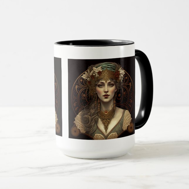 Art Nouveau Woman Combo Mug, 15 oz  Mug (Front Right)