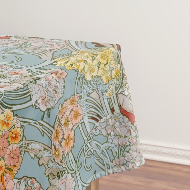 Art Nouveau Woman & Floral Pattern by Mucha Tablecloth (In Situ)