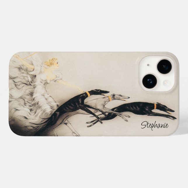 Art Nouveau Woman Greyhounds Louis Icart Case-Mate iPhone Case (Back (Horizontal))