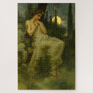 Art Nouveau Woman In Garden Under A June Moon Jigsaw Puzzle