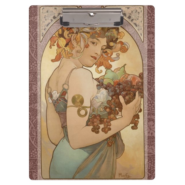 Art Nouveau Woman Mucha Beautiful Clipboard (Front)