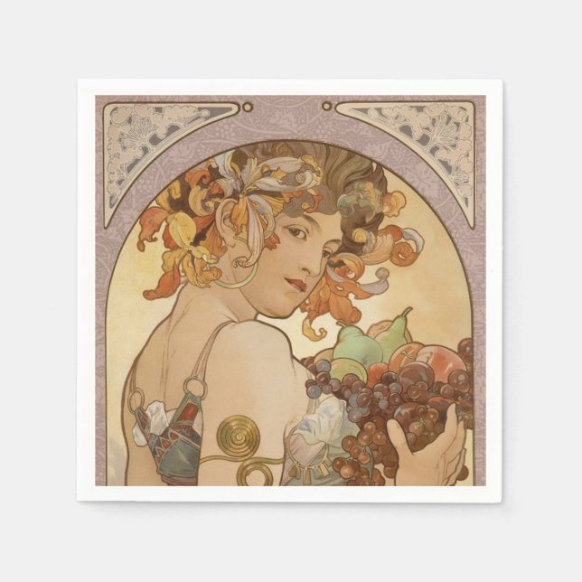 Art Nouveau Woman Mucha Beautiful Napkin (Front)
