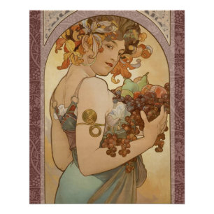 Art Nouveau Woman Mucha Beautiful Poster