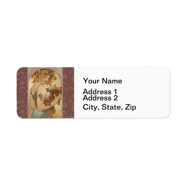 Art Nouveau Woman Mucha Beautiful Return Address Label (Front)