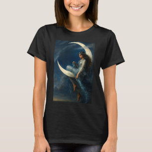 Art Nouveau Woman on Crescent Moon T-Shirt