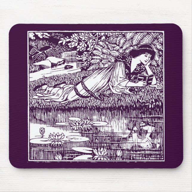 Art Nouveau Woman Reading by Lily Pond | Vintage  Mouse Pad (Front)