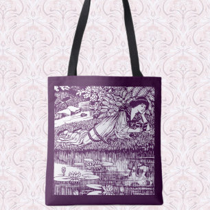 Art Nouveau Woman Reading by Lily Pond Vintage Tote Bag
