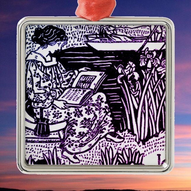 Art Nouveau Woman Reading   Metal Ornament (Creator Uploaded)