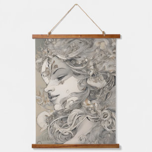 Art Nouveau Woman Vintage-Inspired Portrait Hanging Tapestry