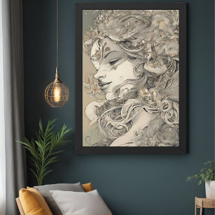 Art Nouveau Woman Vintage-Inspired Portrait Poster