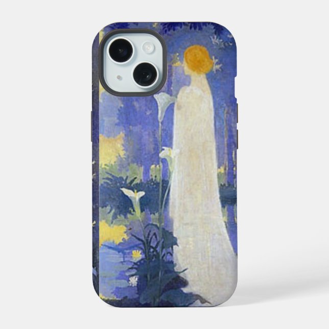 Art Nouveau Woman with Calla Lilies  iPhone 15 Case (Back)