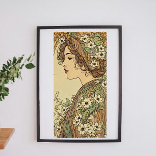 Art Nouveau woman with spring flowers  Poster