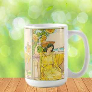 Art Nouveau Woman with Sunflowers    Coffee Mug