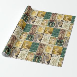 Art nouveau women advertisement vintage wrapping paper