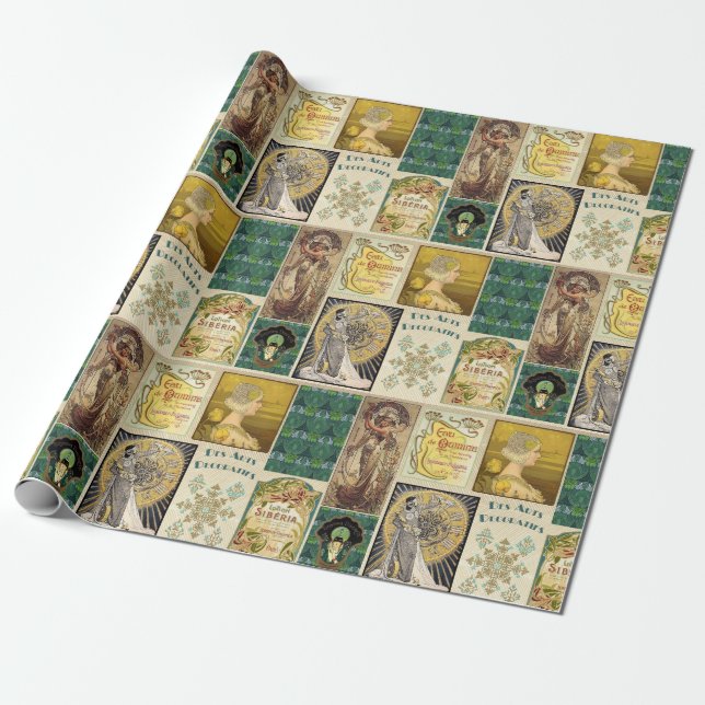 Art nouveau women advertisement vintage wrapping paper (Unrolled)