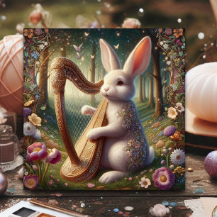 Art Nouveau Woodland Bunny Floral Easter Holiday Card