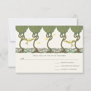 Art Nouveau Woodland Vintage Bird Wedding Invites