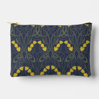 Art Nouveau Yellow Daffodils and Stems Blue