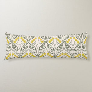 Art Nouveau Yellow Daffodils and Stems Cream Body Cushion