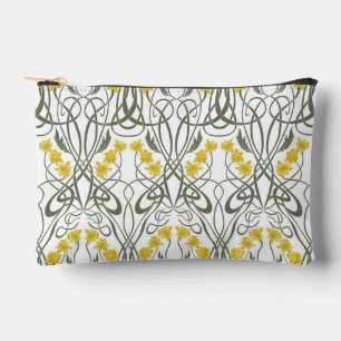 Art Nouveau Yellow Daffodils and Stems White Accessory Pouch