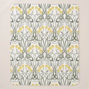 Art Nouveau Yellow Roses and Sinuous Stems Sherpa Blanket