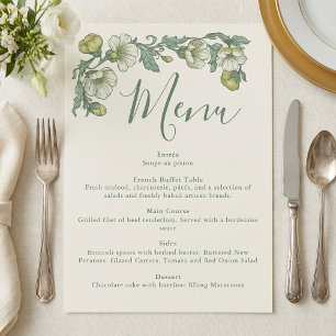Art Nouveau Yellow Sage Floral Wedding Menu