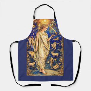 Art Nouveau Zodiac Goddess Celestial Illustration  Apron