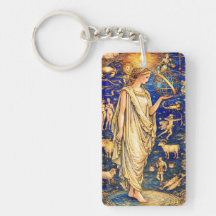 Art Nouveau Zodiac Goddess Celestial Illustration  Key Ring