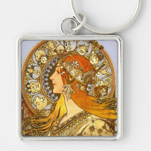 Art Nouveau Zodiac Key Ring