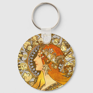Art Nouveau Zodiac Key Ring