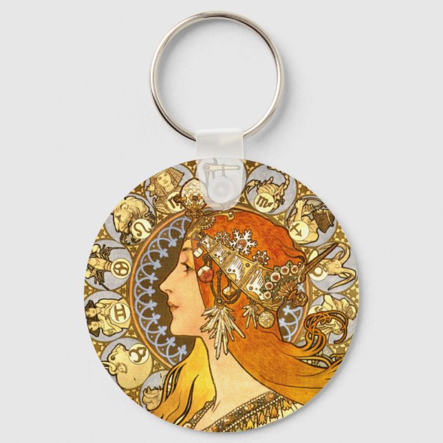 Art Nouveau Zodiac Key Ring (Front)